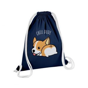 Fabulous Sac de Gym en Coton Bleu Chill Dude Chien 12 Litres