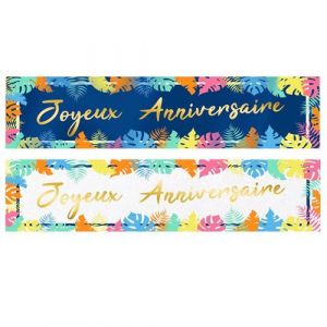 2 bannières anniversaire tropical 61x16cm - générique troban00