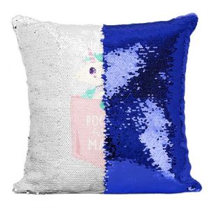 Fabulous Housse de Coussin à Sequin - Paillettes Bleu Pocket Full of Magic Licorne [40 x 40 cm]
