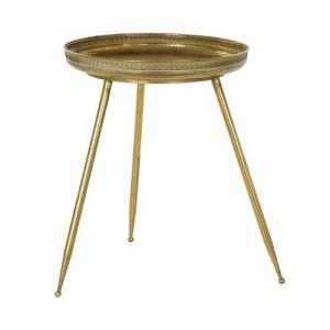 Table d'appoint ronde en metal coloris cuivre - diametre 43 x hauteur 57 cm - PEGANE-