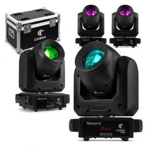 Pack 4x BeamZ Cobra 100H - Lyre LED Motoris&eacute;e Beam avec Prisme Rotatif DMX - 100W | Flightcase Inclus