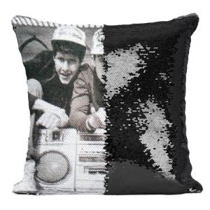 Fabulous Coussin avec Housse Sequin - Paillettes Noir Beastie Boys Photo Vintage Ghetto Blaster [40 x 40 cm]