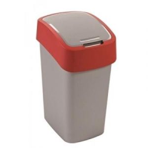 Curver 2045035 flip bin poubelle plastique argent/rouge 10 l
