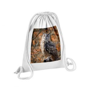 Fabulous Sac de Gym en Coton Blanc Hibou Sur Une Branche En Automne 12 Litres