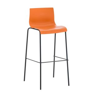 CLP Tabouret de bar Hoover 4 pieds - Assise Plastique , Orange/Noir