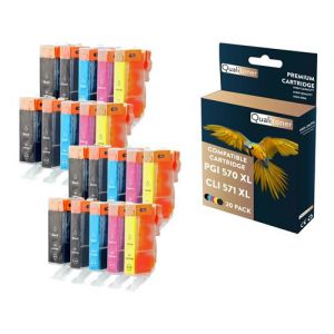 QUALITONER - 20 Cartouche compatible pour CANON PGI570 XL - CLI571 XL PGI 570XL - CLI 571XL Noir (x4) + Cyan (x4) + Magenta (x4) + Jaune (x4) + Photo