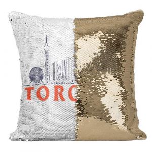 Fabulous Housse de Coussin à Sequin - Paillettes Doré Toronto Minimalist [40 x 40 cm]