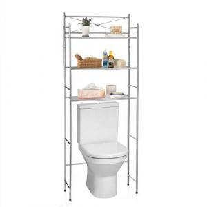 Etagère de salle de bain MARSA meuble de rangement au-dessus des toilettes wc ou lave-linge avec 3 tablettes, en métal chromé
