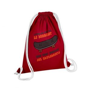 Fabulous Sac de Gym en Coton Rouge Skateboard - L'argent ne Fait Pas le Bonheur 12 Litres
