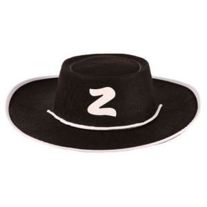 Chapeau de zorro enfant noir/blanc cavalier masque, bandit - accessoire deguisement