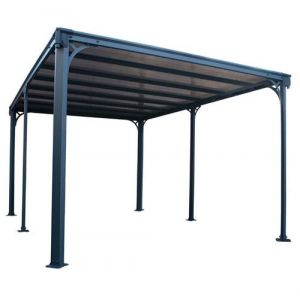 Tonnelle de jardin Palram en alu et polycarbonate Dallas 4300 Canopia gris anthracite 426x309cm