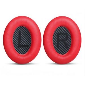Housses de remplacement compatibles Bose QC35/QC35II - Lot de 2 pi&egrave;ces (&eacute;couteurs + coussinets LR) en cuir synth&eacute;tique Rouge