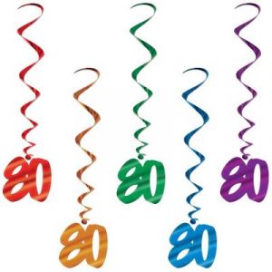 Guirlandes anniversaire 80 ans multicolores (x5)