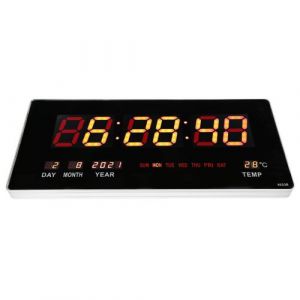 Horloge murale num&eacute;rique LED Calendrier Perp&eacute;tuel Rouge