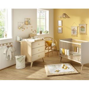 BEBE9 CREATION - Chambre Duo Basile Lit bébé évolutif 70x140cm + Commode