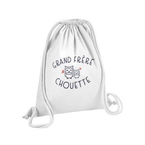 Fabulous Sac de Gym en Coton Blanc Grand Frère Famille Chouette 12 Litres