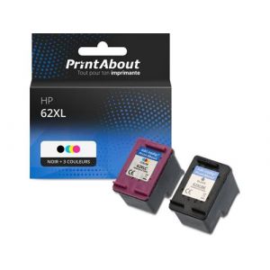Cartouche compatible HP 62XL (N9J71AE) - Noir + 3 couleurs - Multipack