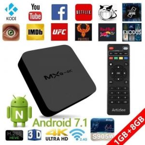 TV Box - Artizlee&reg; D&eacute;codeur Multim&eacute;dia Bo&icirc;tier 4K 3D MXQ 4K, Android 7.1 Quad core S905W 8Go HD Media Player, 2.4GHz WiFi H.265