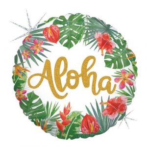 ballon aluminium rond tropical aloha 46cm - grabo 36804gh-p