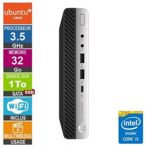 HP 600 G4 Mini i5-8500T 3.50GHz 32Go/1To SSD Wifi Linux Ubuntu
