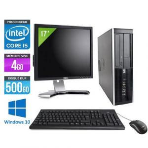 Pc HP Elite 8200 SFF + Ecran 17'' - Noir - Intel Core i5-2400 / 3.10 GHz - RAM 4 Go - HDD 500 Go - DVD - Gigabit Ethernet - Windows 10 Professionnel