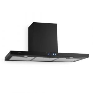 Hotte aspirante - hotte d&eacute;corative murale - 90cm - filtres &agrave; graisse en alu - 600m&sup3;/h - 64db - classe a++ - acier noir