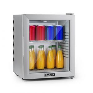 Klarstein Brooklyn 24 Silver Mini réfrigérateur CEE E porte vitrée LED clayette argent