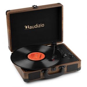 Audizio RP116W - Platine Vinyle R&eacute;tro avec Bluetooth 5.0 IN & OUT, Haut-Parleurs Int&eacute;gr&eacute;s - Acacia