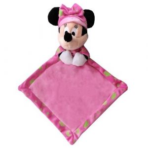 Disney doudou plat brille dans la nuit minnie - doudou rose - peluche enfant
