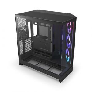 Bo&icirc;tier PC NZXT H9 FLOW RGB 2025 moyen tour noir avec panneau lat&eacute;ral et avant verre tremp&eacute;