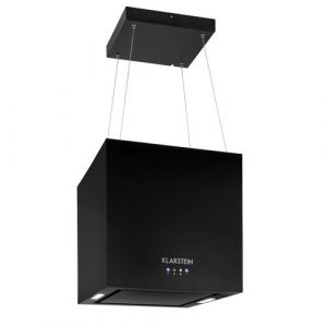 Hotte lustre en îlot 596m³/h Panneau LED EEK A - Noir