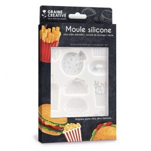 Moule en silicone pour p&acirc;te polym&egrave;re - Junk Food - 20 x 13 cm