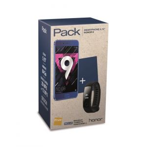 Pack Fnac Smartphone Honor 9 Double SIM 64 Go Bleu + Bracelet connect&eacute; Band 3 Noir