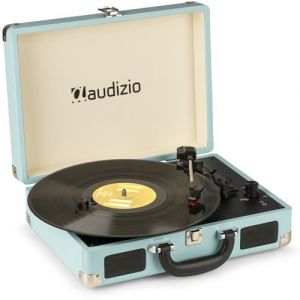 Audizio RP114BL Platine Vinyle R&eacute;tro avec Haut-Parleurs Int&eacute;gr&eacute;s - Bleue, Lecture 33/45 & 78 Tours