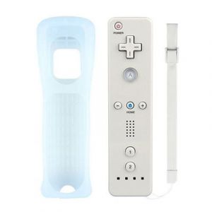 Télécommande Wiimote plus (Motion plus intégré) + Nunchuk compatible pour Nintendo Wii et Wii U avec Etui de Protection en Silicone - Blanc - HobbyTech Blanc