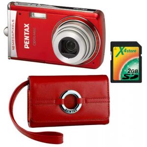 Pentax M60 Rouge + étui cuir + SD 2 Go