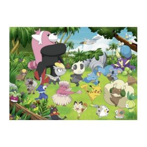 Puzzle xxl 300 pieces les pokemon s'amusent dans la foret : pikachu chelours et komala - ravensburger enfant