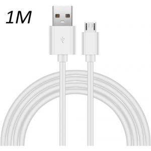 Cable Blanc Micro USB 1M pour Samsung galaxy A6 - A7 - A10 - J5 2015 - J7 - J6 - J3 - J1 2016 [Toproduits®]