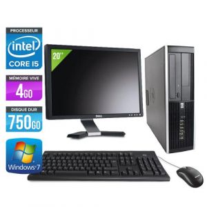 Pc HP Elite 8200 SFF + Ecran 20'' - Noir - Intel Core i5-2400 / 3.10 GHz - RAM 4 Go - HDD 750 Go - DVD - Gigabit Ethernet - Windows 7 Professionnel