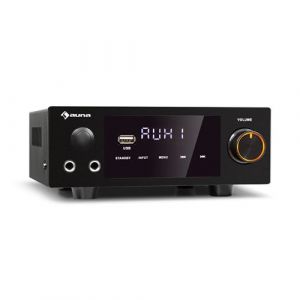 auna AMP-2 DG Amplificateur HiFi st&eacute;r&eacute;o & karaok&szlig;e 2x50W RMS , Bluetooth / USB