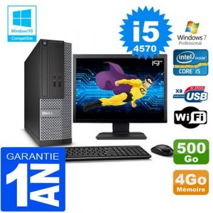 Pc dell 3020 sff core i5-4570 ram 4go disque 500 go wifi w7 ecran 19'