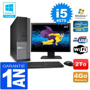 Pc dell 3020 sff core i5-4570 ram 4go disque 2 to wifi w7 ecran 22'