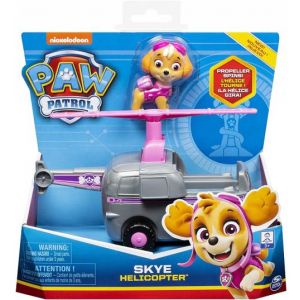 Pat patrouille chienne stella et son helicoptere gris et rose - vehicule - figurine chien
