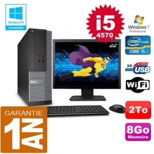 Pc dell 3020 sff core i5-4570 ram 8go disque 2 to wifi w7 ecran 22'