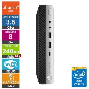 HP 600 G4 Mini i5-8500T 3.50GHz 8Go/240Go SSD Wifi Linux Ubuntu