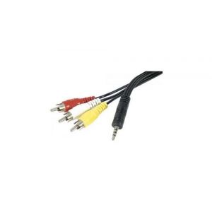 Cable jack video 3 x rca 2m