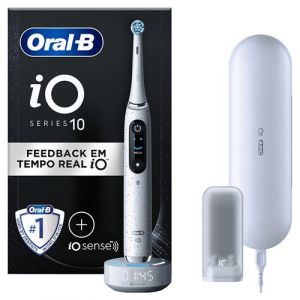 Oral-b io 10 - avec etui de voyage chargeur - blanche - brosse &agrave; dents &eacute;lectrique