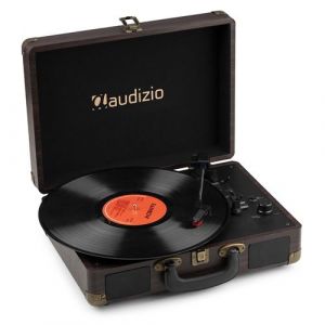 Audizio RP116DW - Platine Vinyle R&eacute;tro avec Bluetooth 5.0 IN & OUT, Haut-Parleurs Int&eacute;gr&eacute;s - Noyer