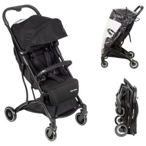 Moby System Poussette Enfant de 6 &agrave; 36 Mois Avec Housse de Pluie 2 Fen&ecirc;tres Petites Roues - LENA L&eacute;g&egrave;re Compacte Grand Panier Noire