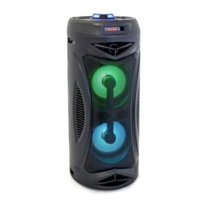 INOVALLEY KA02- Enceinte lumineuse Bluetooth 400W - Fonction Karaoke - 2 Haut-parleurs - Lumieres LED synchronisees - Port USB